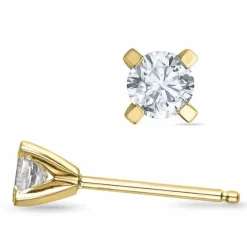 2 x 0,20 ct lab grown diamant solitaireørestikker i 14 karat guld med lab grown diamant