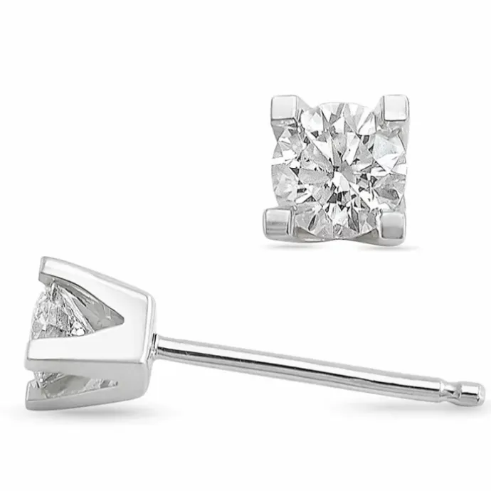 2 x 0,40 ct lab grown diamant solitaireørestikker i 14 karat hvidguld med lab grown diamant