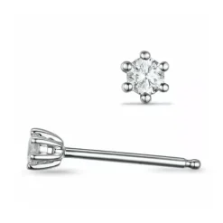 2 x 0,05 ct lab grown diamant solitaireørestikker i 14 karat hvidguld med lab grown diamant
