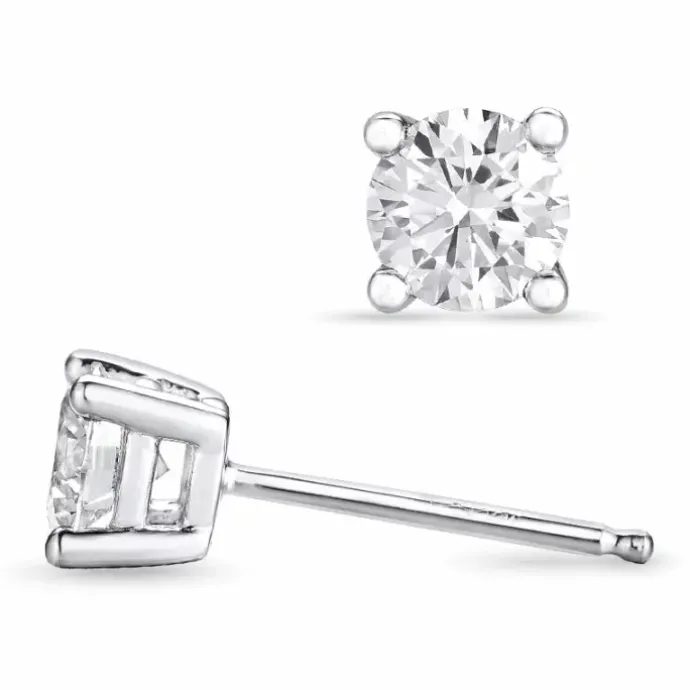 2 x 0,40 ct lab grown diamant hvidguld solitaireørestikker i 14 karat hvidguld med lab grown diamant