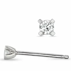 2 x 0,05 ct lab grown diamant solitaireørestikker i 14 karat hvidguld med lab grown diamant