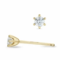2 x 0,10 ct lab grown diamant solitaireørestikker i 14 karat guld med lab grown diamant
