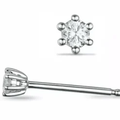 2 x 0,30 ct lab grown diamant solitaireørestikker i 14 karat hvidguld med lab grown diamant