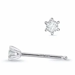 2 x 0,05 ct lab grown diamant solitaireørestikker i 14 karat hvidguld med lab grown diamant