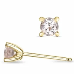 2 x 0,22 ct morganit solitaireørestikker i 9 karat guld med morganit