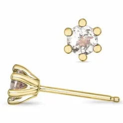 2 x 0,22 ct morganit solitaireørestikker i 14 karat guld med morganit