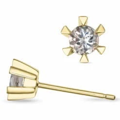 2 x 0,19 ct morganit solitaireørestikker i 14 karat guld med morganit