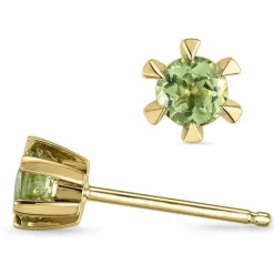 2 x 0,50 ct peridot solitaireørestikker i 9 karat guld med peridot