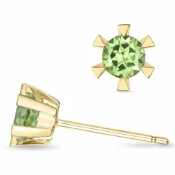 2 x 0,30 ct peridot solitaireørestikker i 14 karat guld med peridot