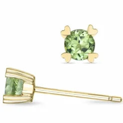 2 x 0,23 ct peridot solitaireørestikker i 9 karat guld med peridot