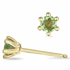 2 x 0,23 ct peridot solitaireørestikker i 14 karat guld med peridot