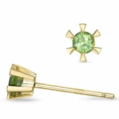 2 x 0,12 ct peridot solitaireørestikker i 9 karat guld med peridot