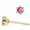 2 x 0,22 ct pink turmalin solitaireørestikker i 9 karat guld med turmalin