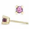 2 x 0,28 ct pink turmalin solitaireørestikker i 14 karat guld med turmalin