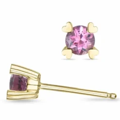2 x 0,28 ct pink turmalin solitaireørestikker i 14 karat guld med turmalin