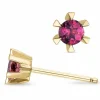 2 x 0,22 ct pink turmalin solitaireørestikker i 14 karat guld med turmalin