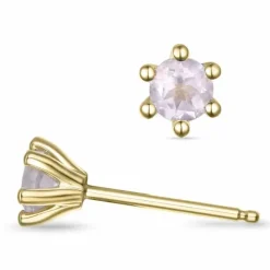 2 x 0,25 ct rosa kvarts solitaireørestikker i 14 karat guld med kvarts