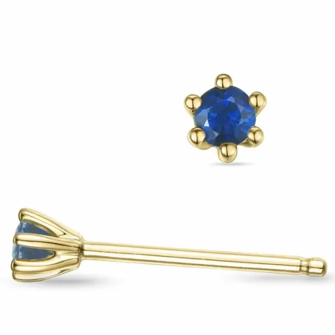 2 x 0,07 ct safir solitaireørestikker i 9 karat guld med safir