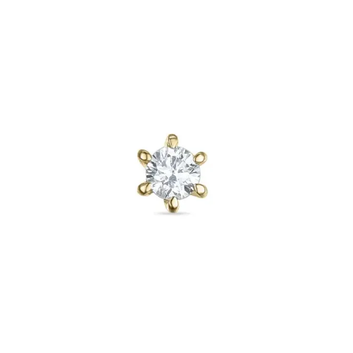 1 x 0,04 ct solitaireørestik i 14 karat guld med diamant