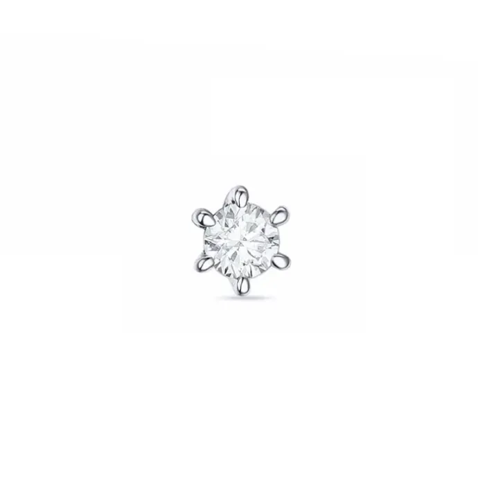 1 x 0,05 ct solitaireørestik i 14 karat hvidguld med diamant