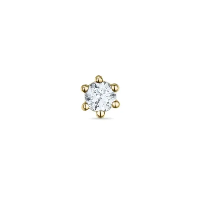 1 x 0,05 ct solitaireørestik i 14 karat guld med diamant
