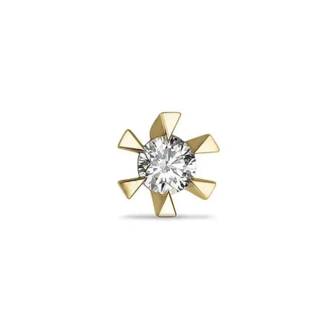 1 x 0,05 ct solitaireørestik i 14 karat guld med diamant
