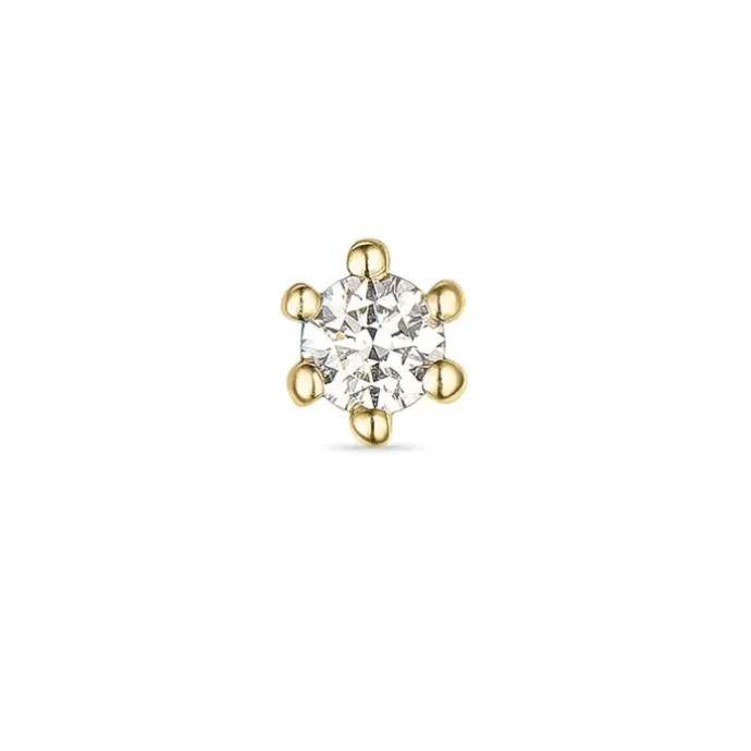 1 x 0,03 ct solitaireørestik i 14 karat guld med diamant