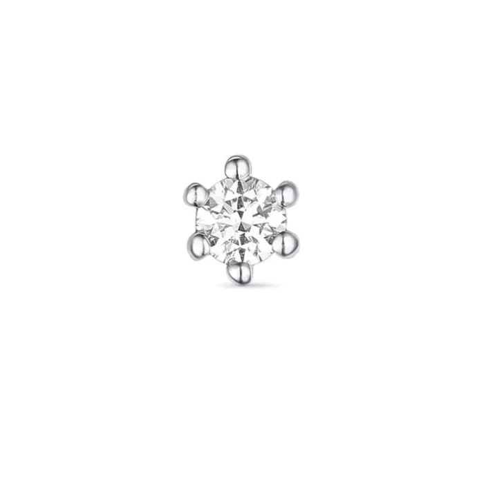 1 x 0,03 ct solitaireørestik i 14 karat hvidguld med diamant