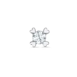 1 x 0,03 ct solitaireørestik i 14 karat hvidguld med diamant
