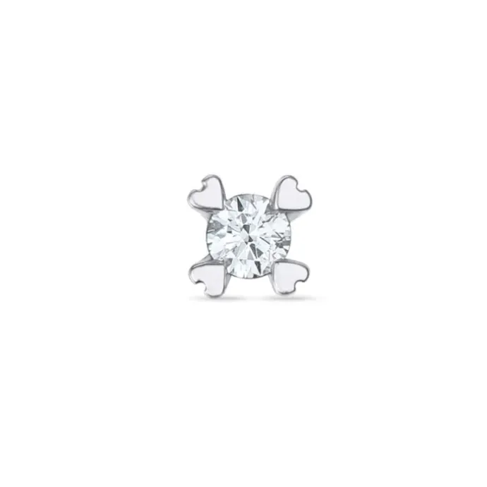 1 x 0,03 ct solitaireørestik i 14 karat hvidguld med diamant