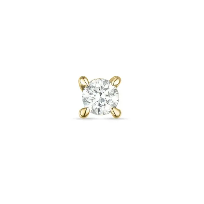 1 x 0,03 ct solitaireørestik i 14 karat guld med diamant