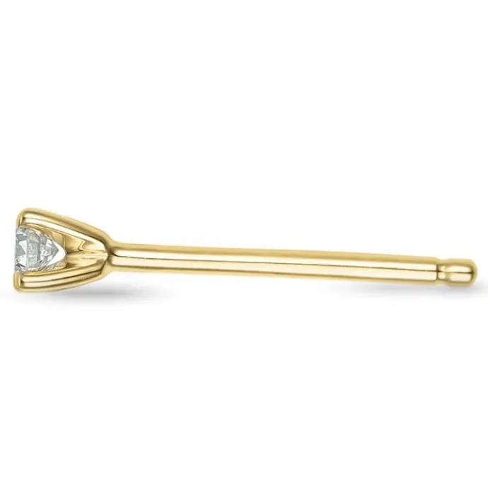 1 x 0,03 ct solitaireørestik i 14 karat guld med diamant