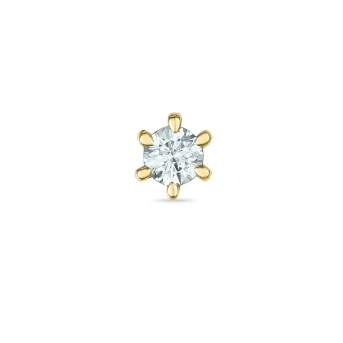 1 x 0,03 ct solitaireørestik i 14 karat guld med diamant