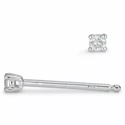 2 x 0,02 ct solitaireørestikker i 14 karat hvidguld med diamant