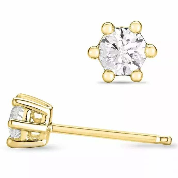 2 x 0,20 ct solitaireørestikker i 14 karat guld med diamant