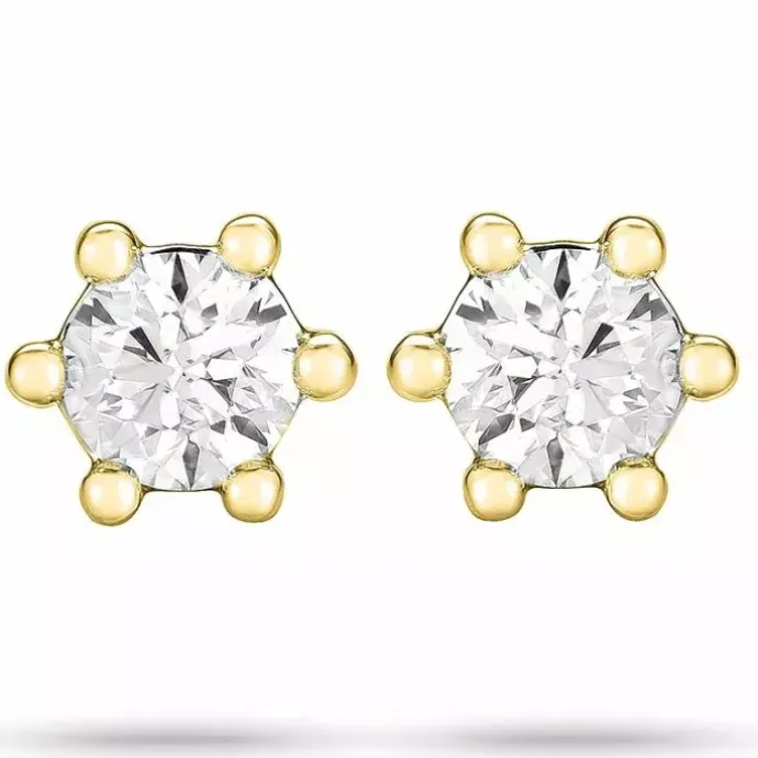 2 x 0,20 ct solitaireørestikker i 14 karat guld med diamant