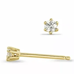 2 x 0,05 ct solitaireørestikker i 14 karat guld med diamant