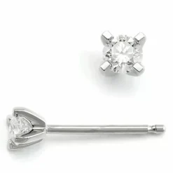 2 x 0,10 ct solitaireørestikker i 14 karat hvidguld med diamant