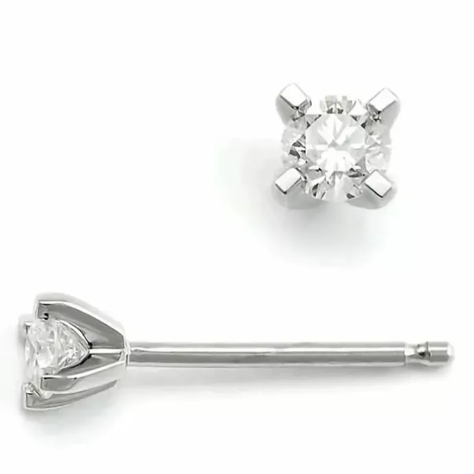 2 x 0,10 ct solitaireørestikker i 14 karat hvidguld med diamant
