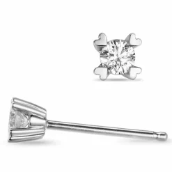 2 x 0,10 ct solitaireørestikker i 14 karat hvidguld med diamant