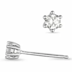 2 x 0,10 ct solitaireørestikker i 14 karat hvidguld med diamant