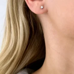 2 x 0,10 ct solitaireørestikker i 14 karat hvidguld med diamant