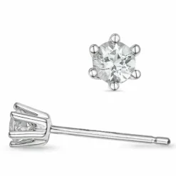 2 x 0,10 ct solitaireørestikker i 14 karat hvidguld med diamant
