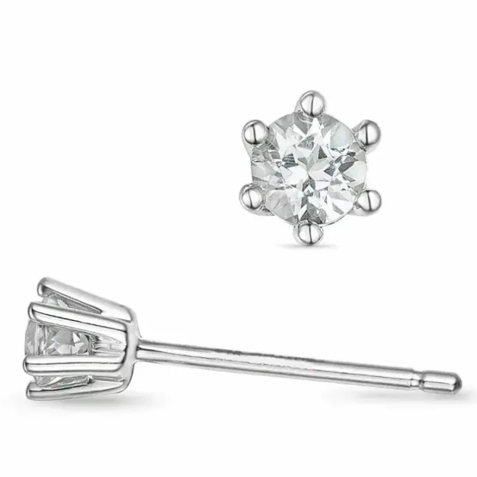 2 x 0,10 ct solitaireørestikker i 14 karat hvidguld med diamant