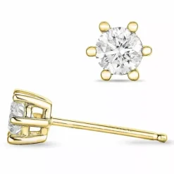 2 x 0,25 ct solitaireørestikker i 14 karat guld med diamant
