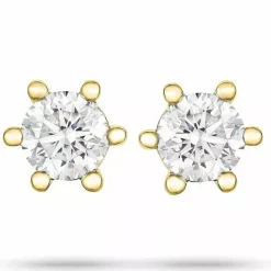 2 x 0,25 ct solitaireørestikker i 14 karat guld med diamant