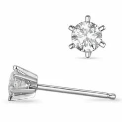2 x 0,20 ct solitaireørestikker i 14 karat hvidguld med diamant