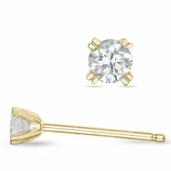 2 x 0,10 ct solitaireørestikker i 14 karat guld med diamant