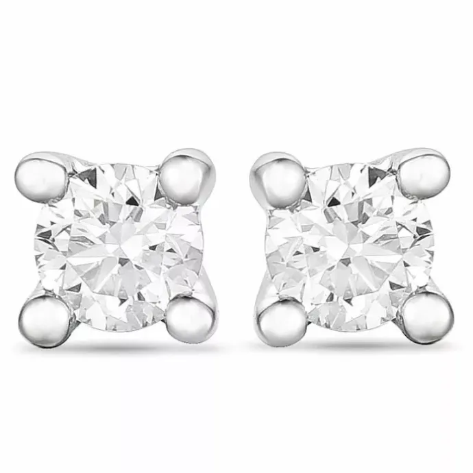 2 x 0,05 ct solitaireørestikker i 14 karat hvidguld med diamant
