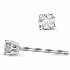 2 x 0,10 ct solitaireørestikker i 14 karat hvidguld med diamant